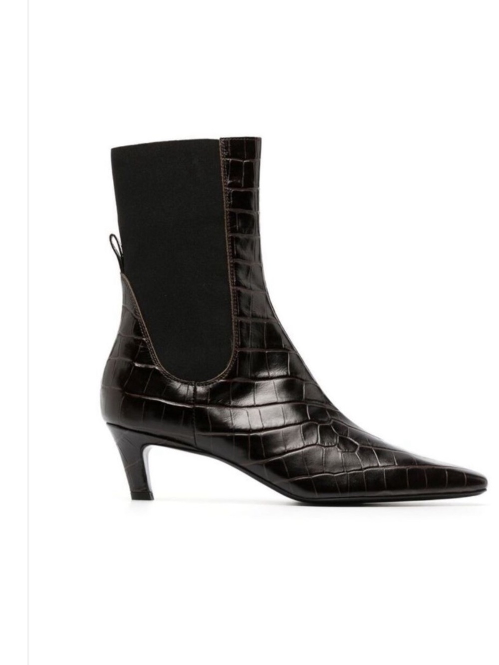 Toteme Croc-Embossed Pointed Toe Kitten Heel Ankle Boot Size 36 / US 6